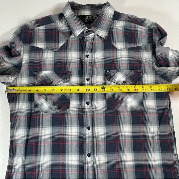 Salt Valley Western Pearl Snap Plaid Men’s Long Sleeve Ranch Shirt Size Medium - Picture 8 of 11